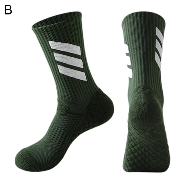 Solid Color Running Sports Socks Men'S Basketball Training Thickened Non-Slip Sweat Absorption Shock Absorption Medium Tube Particle Massage Bottom Socks