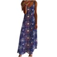 thumbnail image 2 of Fridja Liquidation Hauts Drapeau USA pour l'Été Robes pour Femmes Imprimé Sans Manches Col Rond Robe Décontractée Robes pour le Travail l'École (Rouge, 2TG), 2 of 5