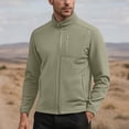 thumbnail image 2 of Lovzfmll Men's Polar Fleece Jacket, Solid Color Stand Collar, Long Sleeve Zip Front, Plush Lining, Fall Jackets for Men, Soft Thermal Jacket, 2 of 4