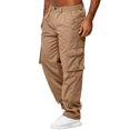 thumbnail image 3 of Faithtur Men Straight Pants Middle Waist Loose Pockets Casual Fall Trousers, 3 of 7