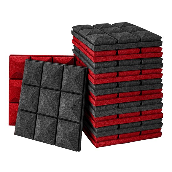 12x 30x30cm Acoustic Soundproofing Foam Panels Pads Red Foam