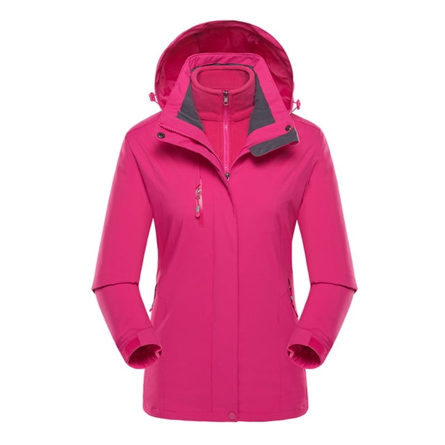 Qertyioot Plus Size Coat for Womens,Ladies Fleece Thickened Warm Hooded Reversible Jacket
