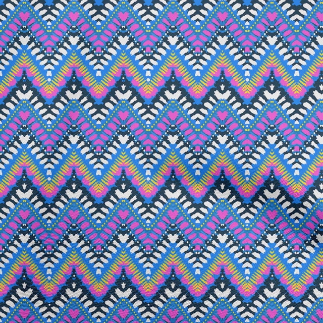 oneOone Velvet Medium Blue Fabric Ikat Sewing Craft Projects Fabric Prints By Yard 58 Inch Wide