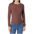 thumbnail image 1 of SROBPTY Longues Chandails à Manches pour Femmes, T-Shirt Décontracté à Col Rond pour Femmes à Manches Longues Café, S, 1 of 4