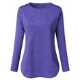 thumbnail image 3 of CHUANK Chemise Longue Cache-Ventre Fluide à Col Rond Unie à Manches Longues Hauts Grande Taille pour Femmes Chic Tunique Confortable à Porter avec des Leggings Bleu TTG, 3 of 7