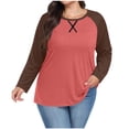 thumbnail image 2 of Yuyuzo Womens Plus Size Tops Color Block Long Sleeve Shirts Crew Neck Loose Fitted Comfy Plain Tunic Tee Shirts, 2 of 7