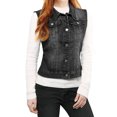 thumbnail image 1 of INSPIRE CHIC Women's Washed Denim Button Sleeveless Vest Jacket with Pockets M Black, 1 of 6