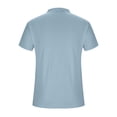 thumbnail image 4 of Hauts de Printemps pour Hommes Décontractés Unis à Col Rabattu, Chandail à Rayures, Blouse à Manches Courtes Très Extensible, Chemises de Plage Extensibles pour Hommes, Bleu Clair, TG, 4 of 7