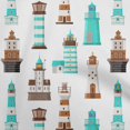 thumbnail image 1 of oneOone Velvet Turquoise Blue Fabric Sea Lighthouse Sewing Material Print Fabric By The Yard 58 Inch Wide, 1 of 5