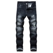 Men's Jeans Mens Distressed Black Stretch Pants Oversized Light Colored Jeans Pantalon Jeans Homme Black L