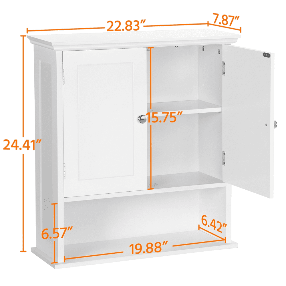 FullFurnique Living Room Wall-Mounted Cabinet with Two-Door and Adjustable Shelf, White