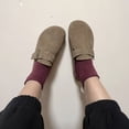 thumbnail image 4 of Pantoufles Fermées pour Femmes en Cuir Suédé de Vache Sabots en Liège Sandales pour Femmes Mode Rétro Mule de Jardin Sabots Mules Pantoufle pour Femmes, 4 of 5