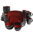 thumbnail image 1 of Gibson Soho Lounge Square Reactive Glaze Stoneware Dinnerware Set, Service for 8 (40pc), Red/Black, 1 of 15