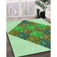 thumbnail image 3 of Ahgly Company Tapis de Zone Rond Vert Transitionnel pour Intérieur Lavable à la Machine, 6 Pieds Rond, 3 of 7