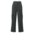 thumbnail image 3 of Chbgutlmr Pantalon Cargo Femme Jambe Droite Bouton Taille Élastique Ample Décontracté Plein Air Randonnée Camping Pantalon, 3 of 6