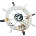 thumbnail image 3 of Nautical Beach Wooden Boat Ship Steering Wheel Fishing Net Shell Home Wall Decor (Seabird), 3 of 5