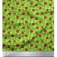 thumbnail image 1 of Soimoi Tissu Popeline de Coton Imprimé Feuilles & Roses Tissu de Couture Yard 56 Pouces de Large, 1 of 3