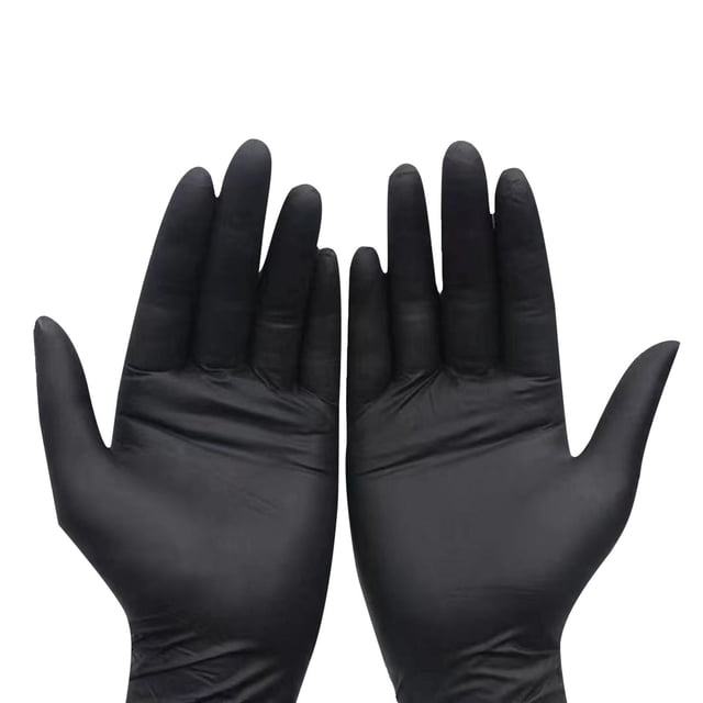 Gants pour Usage Général / Gants d'Examen de Base en Nitrile 55 Robustes Sans Poudre Jetables Noirs 100 Unités
