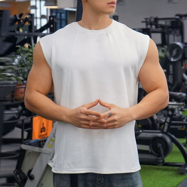 LOVZFMLL Tank Tops for Men's Tank Solid Color Outdoor Fitness Sports Fine Strip Breathable Tank