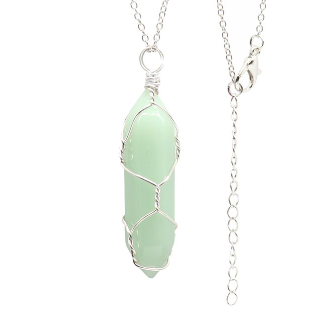 Iumwxz Chakra Crystal Pendant Hexagonal Pointed Natural Quartz Stone For Necklace