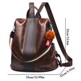thumbnail image 3 of Faux Leather Backpack Unisex Solid Color Fashion Big Casual Daypack Shoulder Bag, 3 of 10