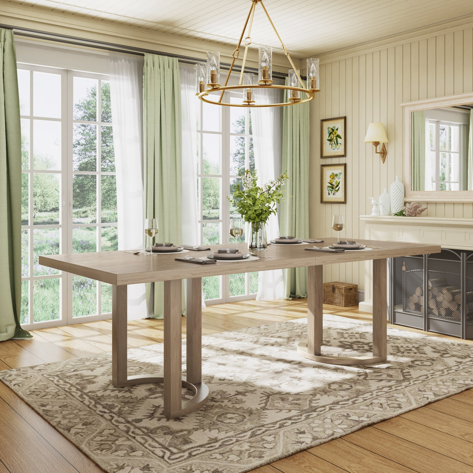 95 Inch Solid Wood Dining Table, Large Farmhouse Conference Table, rustic wood table for Dining Room, Kitchen, Office