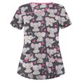 thumbnail image 2 of RKSTN Femmes Mode Animal Imprimé Manches Courtes Tops Travail Uniforme Chemisier, 2 of 3