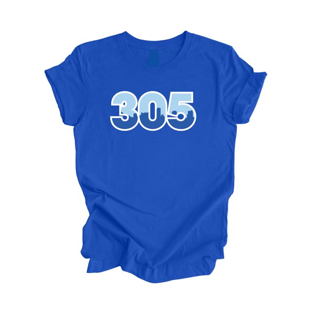 305 Miami Miami-Dade Florida USA Code Régional Skyline de la Ville Cadeau - T-Shirt Unisexe - Inspired X