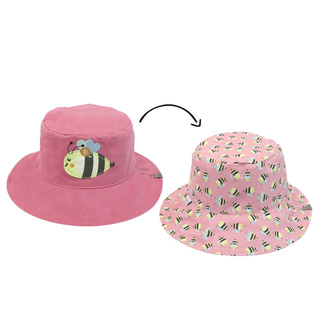 FlapJackKids - Chapeau de Soleil Réversible Mixte pour Enfants - Abeilles - L (4-6a+)