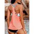 thumbnail image 4 of Tankini Deux Pièces pour Femmes à Rayures Blouson Imprimé, Dos en T à Bretelles, Rehausseur, Haut de Tankini avec Bas, 4 of 7