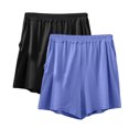 thumbnail image 1 of Timegard Shorts for Women 2pc Plus Size Elastic Waist Loose Soft Pajamas Shorts Homewear Solid Color, 1 of 2