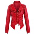 thumbnail image 1 of LOVZFMLL Vestes pour Femmes en Cuir à Manches Longues Veste Courte à Revers Veste Veste, 1 of 2