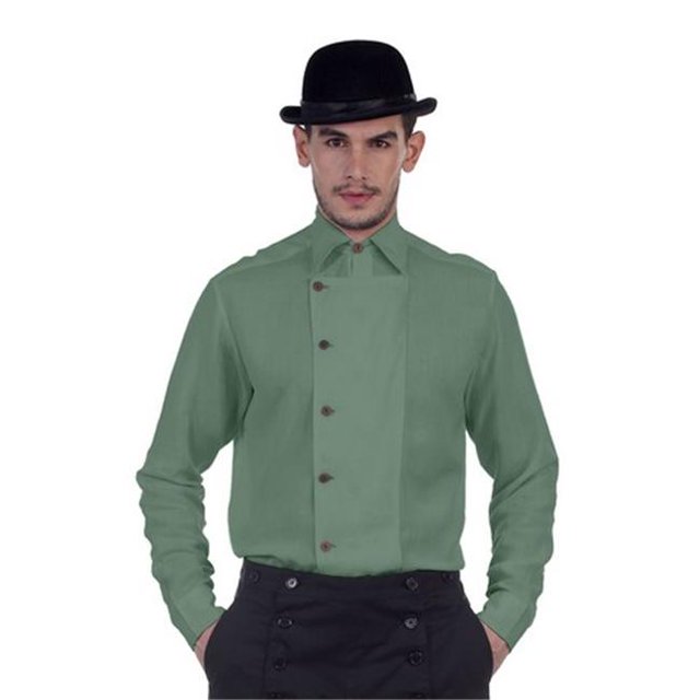 The Pirate Dressing C1293 Ulysses Side-Button Shirt- Green - Medium
