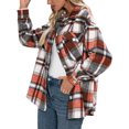 thumbnail image 4 of Women's Oversized Plaid Button Down Shirt Shacket Jacket Long Sleeve Casual Fall Outwear with Pockets, 4 of 6