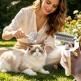 thumbnail image 4 of Pet Spray Grooming Comb Dematting Brush, 3-in-1 Detangling Deshedding Tool with Built-in Spray for Dogs Cats, Safe Stainless Steel Blades Pet Hair Remover Undercoat Rake for Knots Tangles Shedding, 4 of 7