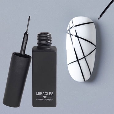 Vernis Gel à Ongles avec Stylo Noir, Ensemble de Vernis Gel UV Led pour Peinture et Dessin, Vernis Gel Classique 3D pour Ongles, Outil Stylo, Stylo à Tirer des Lignes pour Manucure