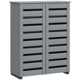 thumbnail image 1 of HOMCOM Slim Shoe Cabinet with 2 Slatted Doors for 15 Pairs of Shoes Grey, 1 of 10