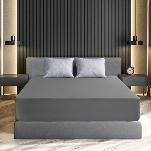 Lux Decor Collection Fitted Bed Sheet, 16" Deep Pocket Twin Sheets - 1800 Thread Count Microfiber Fitted Sheet (Twin, Grey)