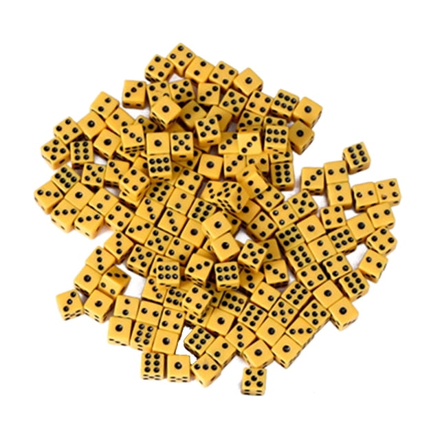 Milaget 100x Gaming Standard Six Sided 8mm for Playing Games Board Game Classroom yellow