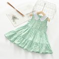 thumbnail image 2 of Yanlir Robe Confortable pour Bébé Fille, Enfants, Sans Manches, à Volants, Imprimé de Fleurs Douces, Col Rond, Robe Mi-Mollet pour Tenues Adorables 2-10 Ans (Vert, 7-8 Ans), 2 of 4