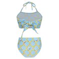 thumbnail image 2 of TiaoBug Girls 2 Pcs Mermaid Bikini Sets Shiny Halter Ruffles Crop Top with Triangle Brief Bathing Suit Tankini Light Blue 120, 2 of 5