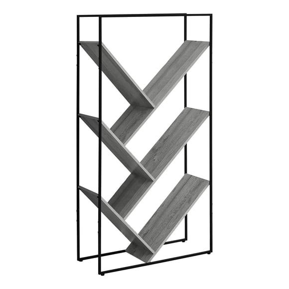 Monarch Specialties Étagère À Livres, Étagère, Étagère, 3 Niveaux, 60"h, Bureau, Chambre À Coucher, Métal, Stratifié, Gris, Noir, Contemporain, Moderne
