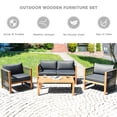 thumbnail image 3 of Costway 4 PCS Acacia Wood Patio Conversation Set w/Cushions for Garden Grey, 3 of 8