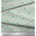 thumbnail image 3 of Soimoi Green polyester Crepe Fabric Mandala Geometric Print Fabric by Yard 52 Inch Wide, 3 of 5