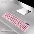thumbnail image 3 of USB Wired Computer Keyboard, Full Size 104 Keycaps Round Backlit Ergonomic Fodable Feet Gaming Keyboard Multimedia Keys Wired Retro Typewriter Keyboard for Desktop Laptop, 3 of 7