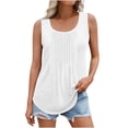 thumbnail image 1 of Plebaso Débardeurs d'Été pour Femmes Plissés Sans Manches Chemises Amples Col Rond Décontracté Blouse T-Shirt Uni P-5TG, 1 of 6