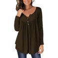 thumbnail image 1 of Yuyuzo Womens Fall Shirts Long Sleeve Casual Scoop Neck Buttons Ruffled Tunic Tops Flowy Blouses, 1 of 5
