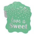 thumbnail image 1 of Inkdotpot Pack Of 100 Real Silver Foil Bracket Shape Paper Tags Love Is Sweet Wedding Favor Hang Tags, 1 of 1