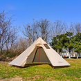 thumbnail image 2 of Tente Légère Chaude avec Fenêtre de Conduit avec Fenêtre de Conduit Ignifuge Tentes Tipi pour la Randonnée et le Backpacking - Kaki, 2 of 7