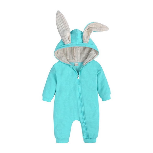 Grenouillère en Molleton pour Bébé, Chaude, Mignonne, avec Capuche en Forme de Lapin, pour Bébé de 0-2 Ans, Mode, Pyjama Grenouillère Automne et Hiver
